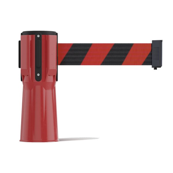 Montour Line Retractable Belt Barrier Cone Mount Red Case 7.5ft Blk/Rd Belt CM115-RD-BRD-75